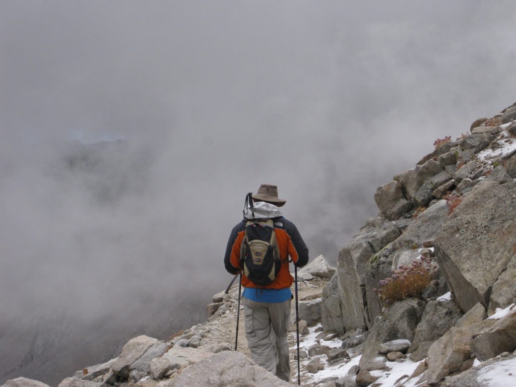 Richard Uzelac climbing Mt. Whitney at 13,500 feet elevation